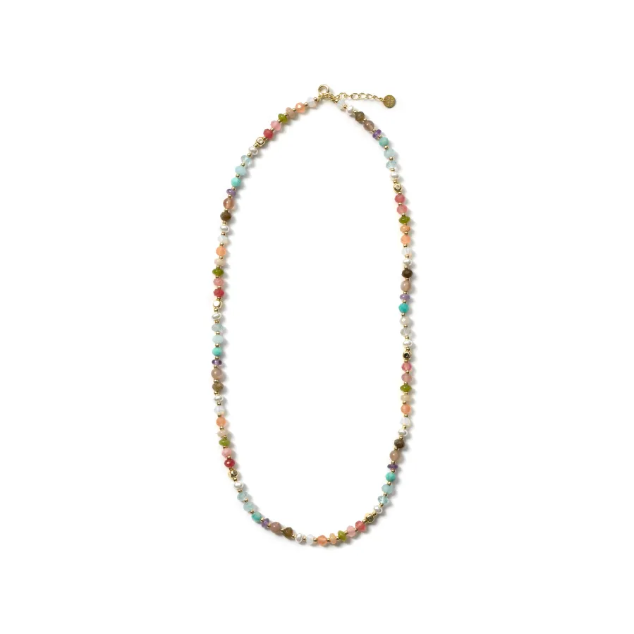 Collar de Plata de Ley 925 y Multicolor Piedra Natural acabado en oro amarillo de 18k - Abdas