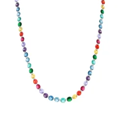 Collar de Plata de Ley 925 y Cuarzo Hidrotermal Multicolor acabado en rodio - Rasyes