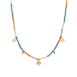 Collar de Plata de Ley 925 y Cristal Multicolor acabado oro amarillo de 18k - Kedril
