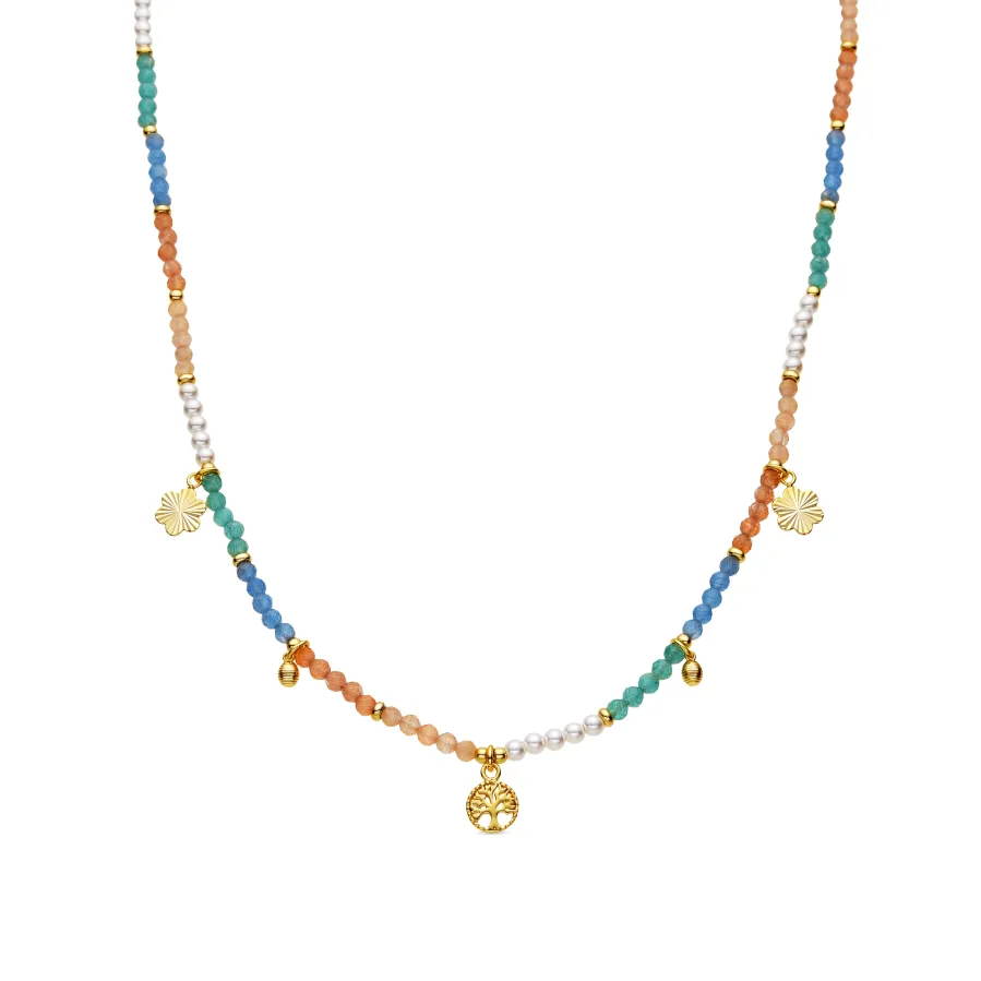 Collar de Plata de Ley 925 y Cristal Multicolor acabado oro amarillo de 18k - Kedril