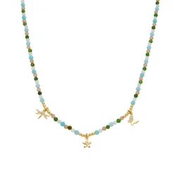 Collar de Plata de Ley 925 y Cristal Verde acabado en oro amarillo 18K - Lok