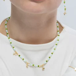 Collar de Plata de Ley 925 y Cristal Verde acabado en oro amarillo 18K - Lok