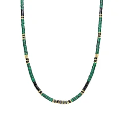 Collar de Plata de Ley 925 y Malaquita acabado oro 18k - Ilmina