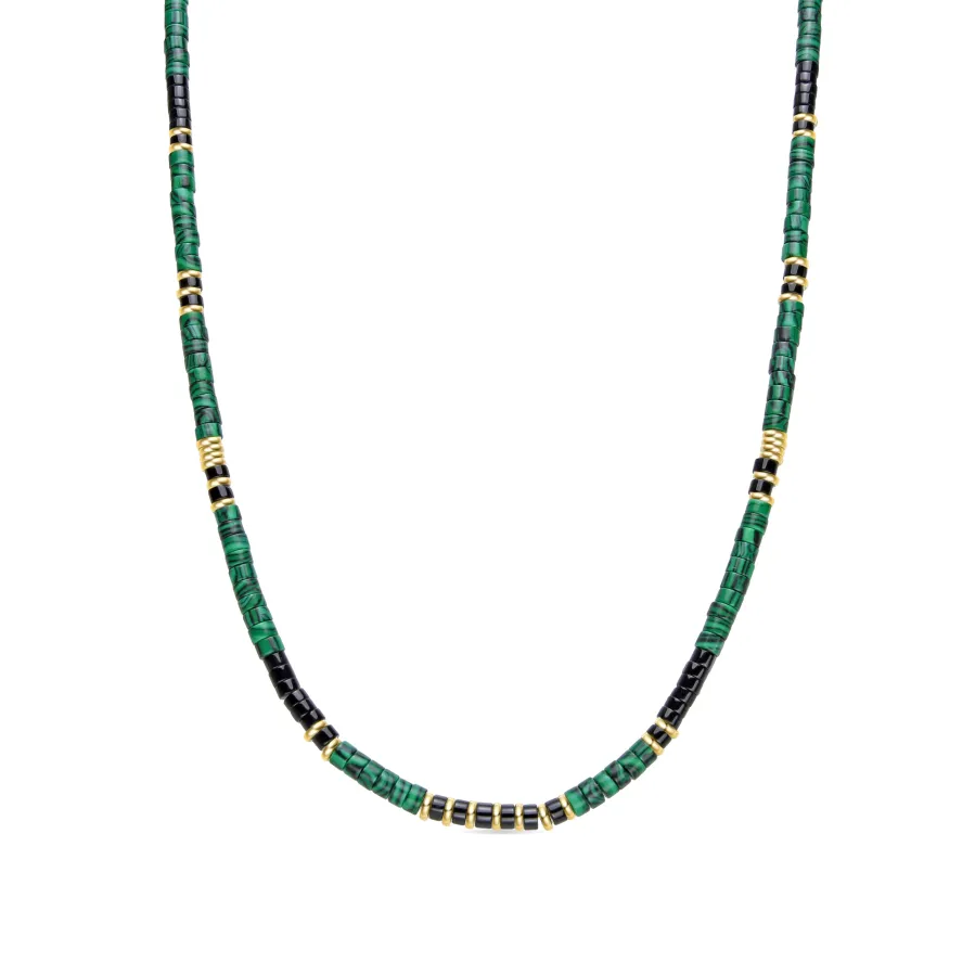 Collar de Plata de Ley 925 y Malaquita acabado oro 18k - Ilmina