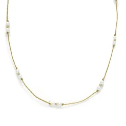 Collar de Plata de Ley 925 y Perla Blanca acabado en oro amarillo 18k - Deusu