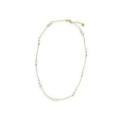 Collar de Plata de Ley 925 y Perla Blanca acabado en oro amarillo 18k - Deusu