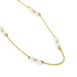 Collar de Plata de Ley 925 y Perla Blanca acabado en oro amarillo 18k - Deusu