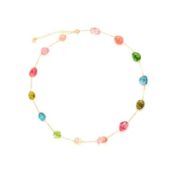 Collar de Plata de Ley 925 y Multicolor Piedra Natural acabado oro amarillo de 18k - Refus