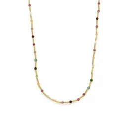Collar de Plata de Ley 925 y Turmalina Multicolor acabado en oro amarillo 18k - Otssy