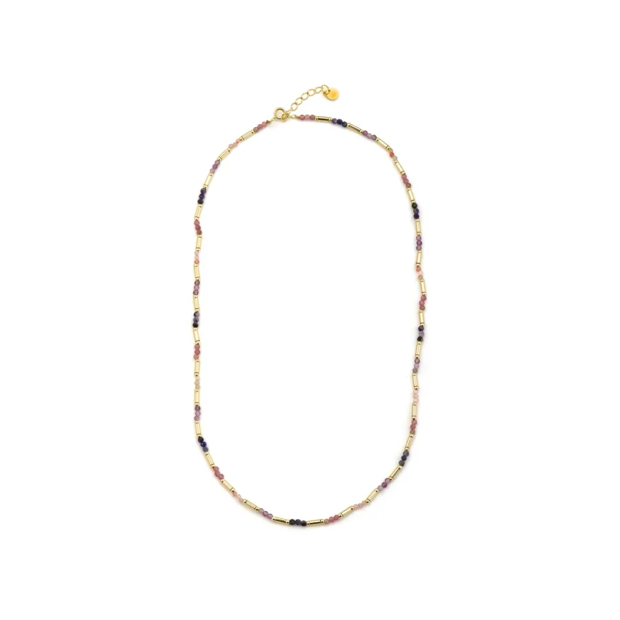 Collar de Plata de Ley 925 y Turmalina Multicolor acabado en oro amarillo 18k - Otssy