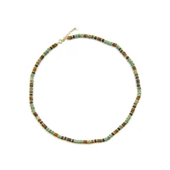 Collar de Plata de Ley 925 y Ojo de Tigre acabado oro 18k - Ryhu
