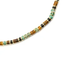 Collar de Plata de Ley 925 y Ojo de Tigre acabado oro 18k - Ryhu