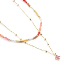 Collar de Plata de Ley 925 y Cristal Multicolor acabado en oro amarillo de 18k - Oru