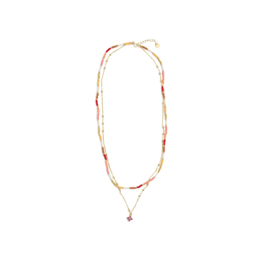 Collar de Plata de Ley 925 y Cristal Multicolor acabado en oro amarillo de 18k - Oru