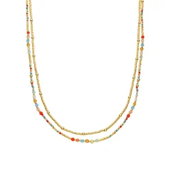 Collar de Plata de Ley 925 y Cristal Multicolor acabado oro amarillo de 18k - Guth