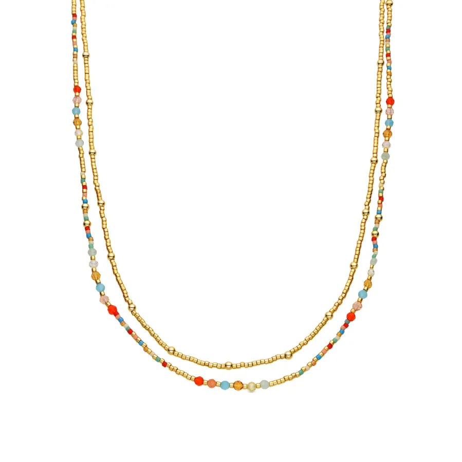 Collar de Plata de Ley 925 y Cristal Multicolor acabado oro amarillo de 18k - Guth