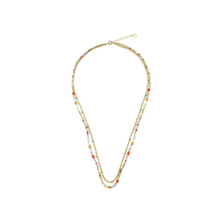 Collar de Plata de Ley 925 y Cristal Multicolor acabado oro amarillo de 18k - Guth