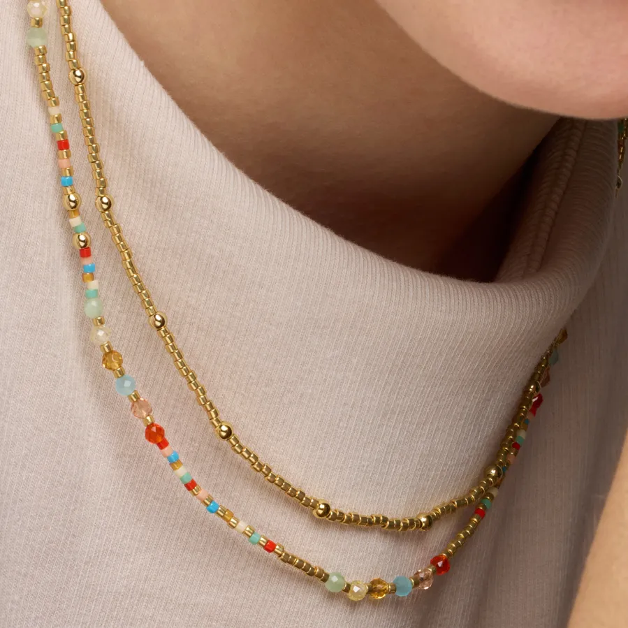 Collar de Plata de Ley 925 y Cristal Multicolor acabado oro amarillo de 18k - Guth