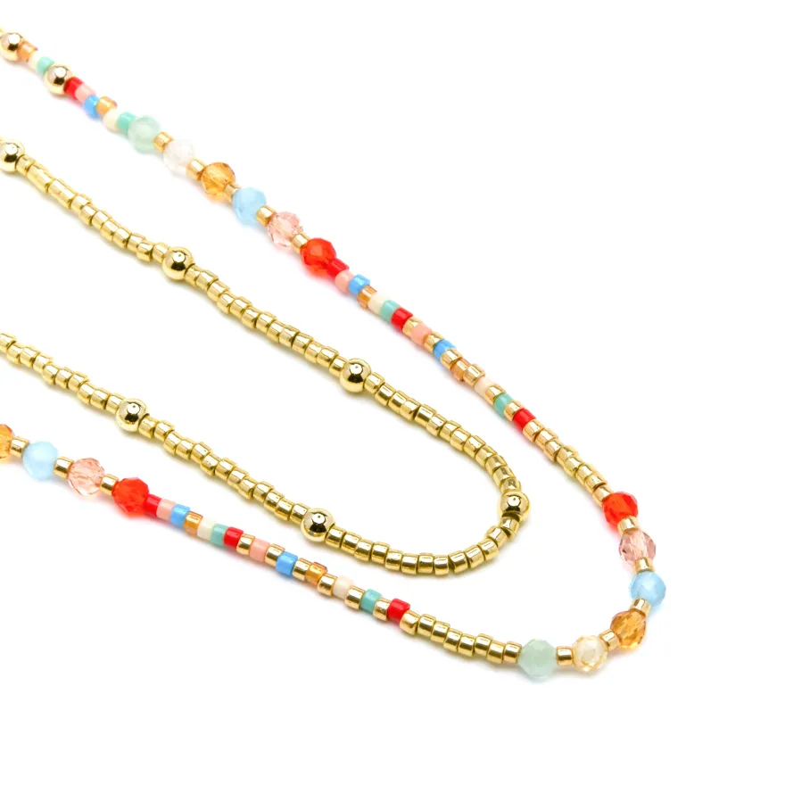 Collar de Plata de Ley 925 y Cristal Multicolor acabado oro amarillo de 18k - Guth