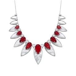 Collar de Plata de Ley 925 y Cuarzo Hidrotermal Cereza acabado rodio - Grywi