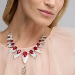 Collar de Plata de Ley 925 y Cuarzo Hidrotermal Cereza acabado rodio - Grywi