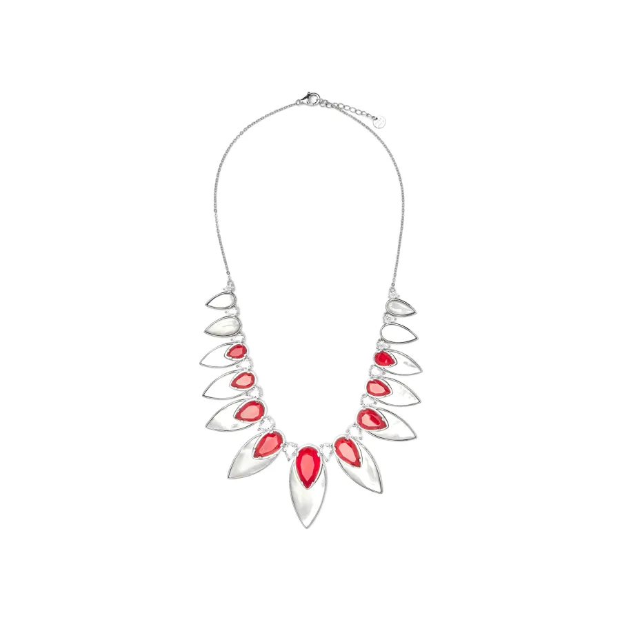 Collar de Plata de Ley 925 y Cuarzo Hidrotermal Cereza acabado rodio - Grywi