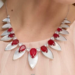 Collar de Plata de Ley 925 y Cuarzo Hidrotermal Cereza acabado rodio - Grywi