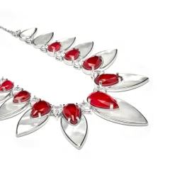 Collar de Plata de Ley 925 y Cuarzo Hidrotermal Cereza acabado rodio - Grywi