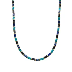 Collar de Plata de Ley 925 y Turquesa acabado oro amarillo de 18k - Bathim