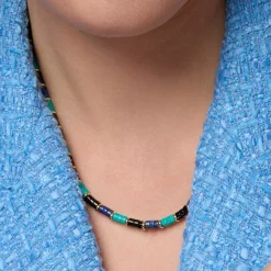 Collar de Plata de Ley 925 y Turquesa acabado oro amarillo de 18k - Bathim