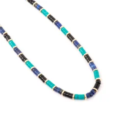 Collar de Plata de Ley 925 y Turquesa acabado oro amarillo de 18k - Bathim