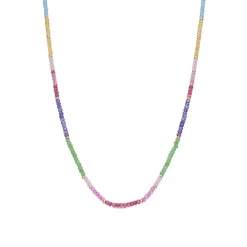 Collar de Plata de Ley 925 y Circonita Multicolor acabado en oro amarillo de 18k - Zograx