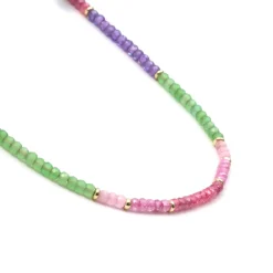 Collar de Plata de Ley 925 y Circonita Multicolor acabado en oro amarillo de 18k - Zograx