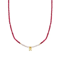 Collar de Plata de Ley 925 y Perla Blanca acabado oro amarillo de 18k - Gama