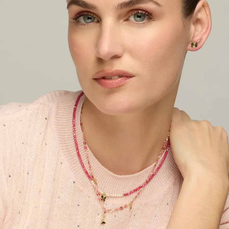 Collar de Plata de Ley 925 y Perla Blanca acabado oro amarillo de 18k - Gama