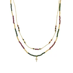 Collar de Plata de Ley 925 y Circonita Brillante acabado oro 18k - Holis