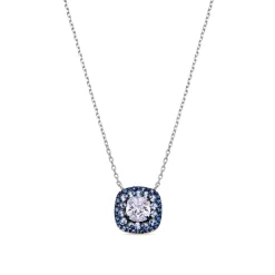 Collar de Plata de Ley 925 y Circonita Topacio Azul acabado en rodio - Salug
