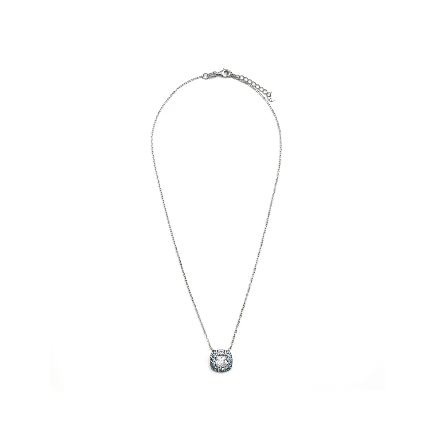 Collar de Plata de Ley 925 y Circonita Topacio Azul acabado en rodio - Salug