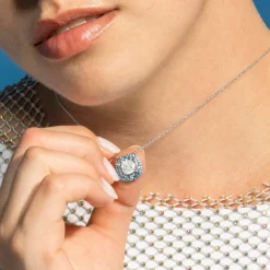 Collar de Plata de Ley 925 y Circonita Topacio Azul acabado en rodio - Salug