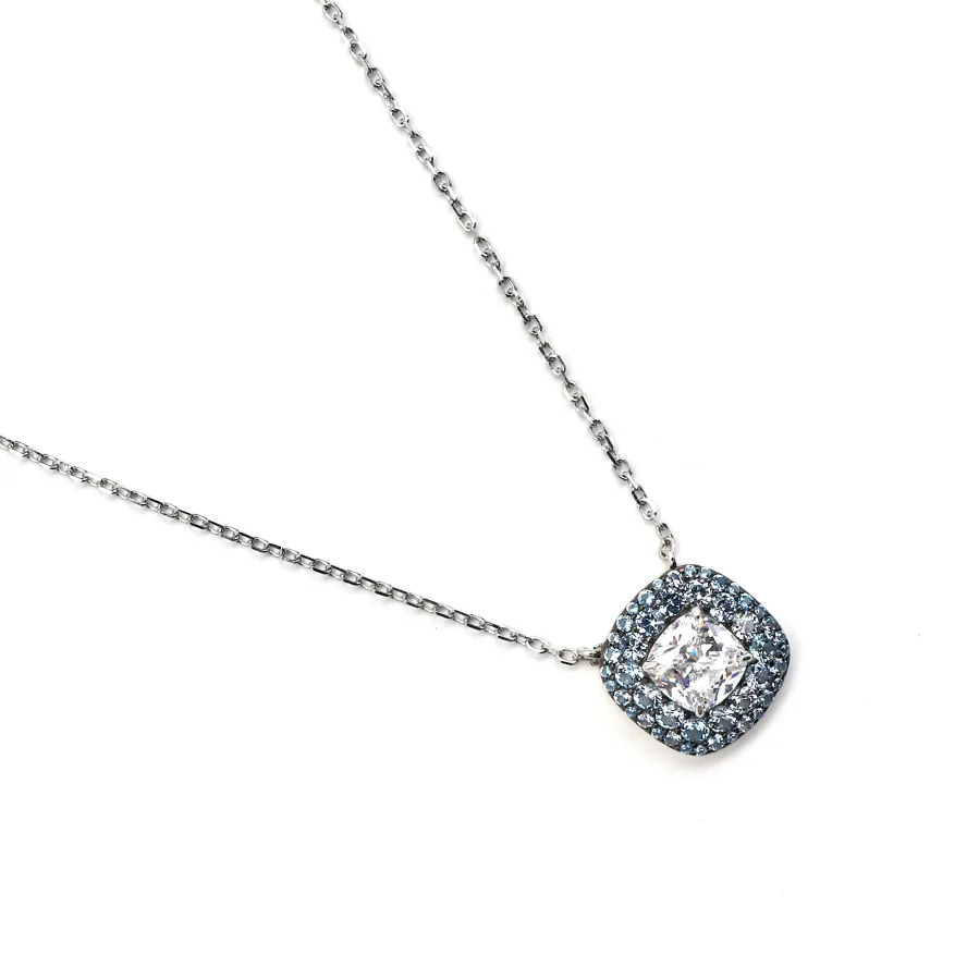 Collar de Plata de Ley 925 y Circonita Topacio Azul acabado en rodio - Salug