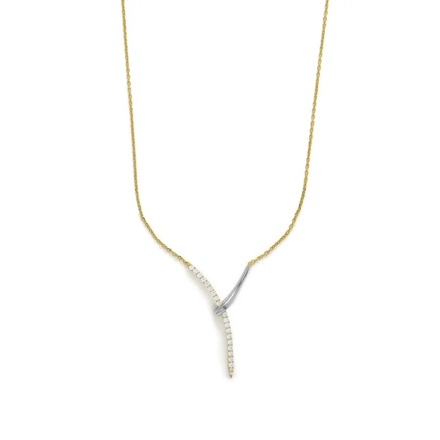 Collar de Plata de Ley 925 y Circonita Brillante acabado en oro amarillo 18k - Kitsa