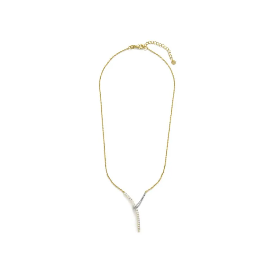 Collar de Plata de Ley 925 y Circonita Brillante acabado en oro amarillo 18k - Kitsa