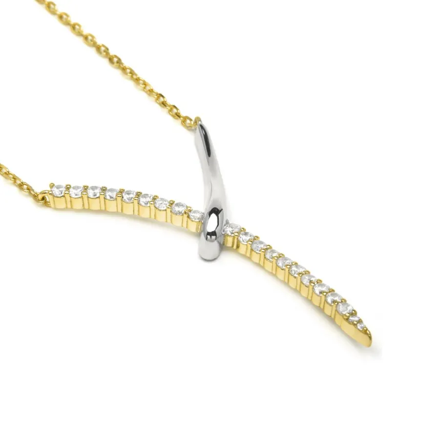 Collar de Plata de Ley 925 y Circonita Brillante acabado en oro amarillo 18k - Kitsa