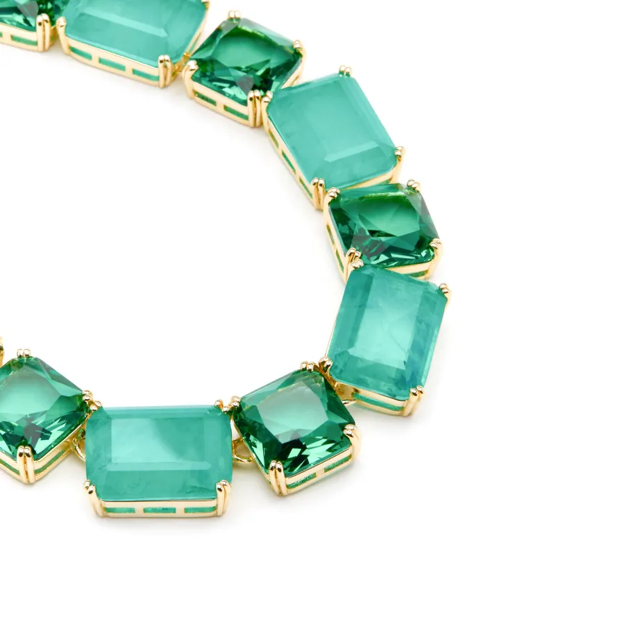 Collar de Plata de Ley 925 y Cuarzo Hidrotermal Verde Paraiba acabado oro amarillo de 18k - Lindrak