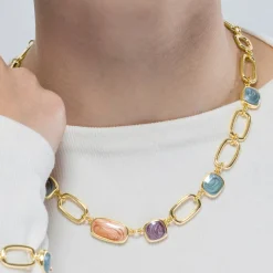 Collar de Resina Multicolor acabado en oro amarillo 18K - Orzur