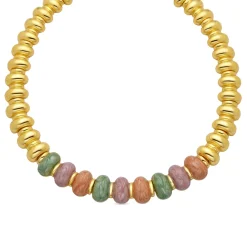 Collar Ismaly de Resina Violeta acabado oro amarillo de 18k