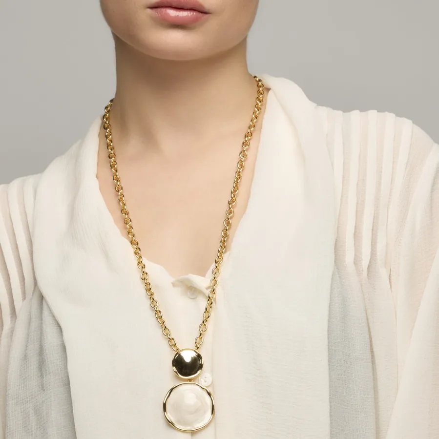 Collar Talorzi de Lacado Blanco acabado oro amarillo de 18k