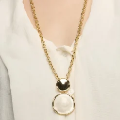 Collar Talorzi de Lacado Blanco acabado oro amarillo de 18k