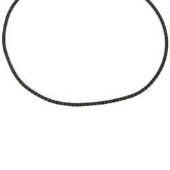 Cordón de cuero negro de 42cm + 3 de extensión acabado en oro amarillo de 18k - Jawsa