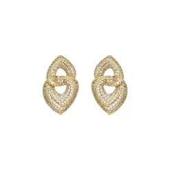 Pendientes acabado oro amarillo de 18k y Circonita Brillante - Goyio